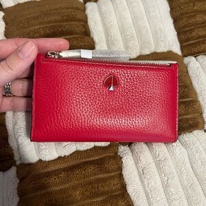 Kate Spade Polly Small Slim Bifold Leather Wallet in Hot Chili NWTS!